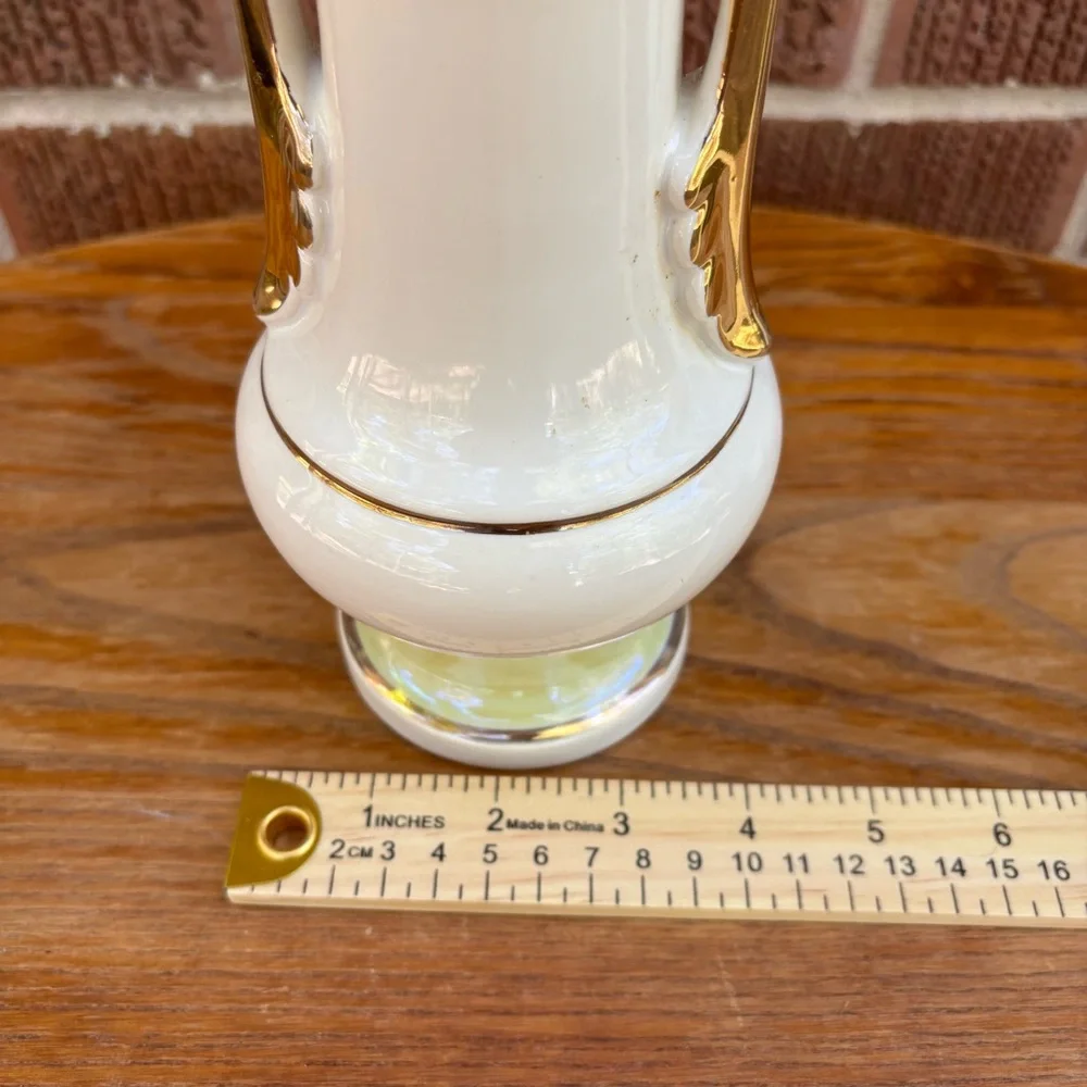 Vintage Hand Painted Porcelain Flower Lamp Base ONLY Golden accents